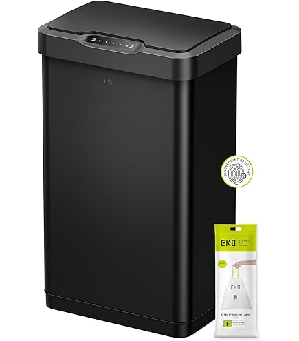 EKO EK6226P-50L-WH Automatic Open and Close Trash Can, Hanna