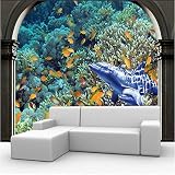 Sproud 壁紙カスタムアールデコ画像水中世界ドルフィンホテルコーラルモダンなダイニングルーム Fresco パネル紙粘土 Peint 250 Cmx 175 Cm