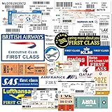 Chaojibao 30枚 航空チケットステッカーセット 航空会社 PVC 防水デカール ダイアリー 可愛い おしゃれ DIYステッカー、スーツケースステッカー スノーボード、スーツケース、ギター、車 バイク 、ヘルメット、パソコン 携帯ノート ステッカー (航空チケット)