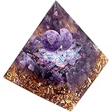 [GOLD STONE] オルゴナイト ピラミッド 置物 天然石 パワーストーン 浄化 アメジスト さざれ 丸玉入り 紫水晶