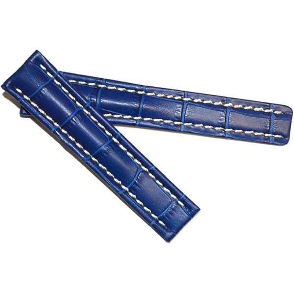 未使用＊ブライトリング 20-22 ブルー クロコ ストラップ Dバックル