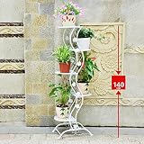 花の棚ヨーロッパの棚の鉄の緑ぶら下がりの蘭の床屋内の多層フラワーバルコニーのバルコニー肉の花のポットラック (色 : 白)