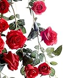 elegantstunning ウェディング/パーティーローズ造花　バラの造花　 花藤　インテリア花　新婚部屋装飾 バレンタインデー　ホワイトデー　プロポーズ 記念日 誕生日 1.8M　レッド
