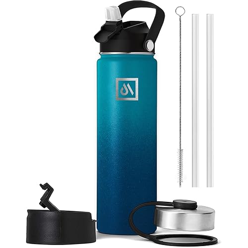 Meteor 650ml Insulated Water Bottle with Straw Lid, Coffee Lid & Flex Cap - Hot 24hrs & Cold 48hrs – Vacuum Stainless Steel W