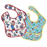 Bumkins(バンキンス) 　ニンテンドー ウォータープルーフ スーパービブ（防水ビブ） 6~24ヶ月 2枚組 (スーパーマリオ クラシック&アイコン) [並行輸入品]