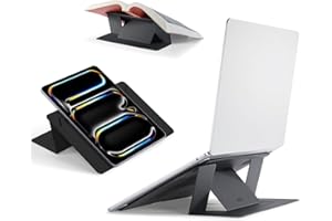 MOFT【公式直営店】 ノートpcスタンド 非粘着式 15°&25°二段階調整 超軽量 薄型 ノートパソコン タブレット Macbookスタンド 互換性 7~11インチのタブレット、 11~14のpcに対応 持ち運び便利 収納便利 コンパクト 放熱穴付き 折り畳み（ジェットブラック）