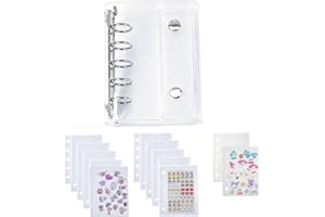 Rich Peach シール帳 透明 シールバインダー シール手帳 M5サイズ はがせる クリアバインダー リフィル10枚+PPシート2枚付属 女の子 かわいい シール台紙 (透明)