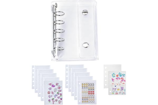 Rich Peach シール帳 透明 シールバインダー シール手帳 M5サイズ はがせる クリアバインダー リフィル10枚+PPシート2枚付属 女の子 かわいい シール台紙 (透明)