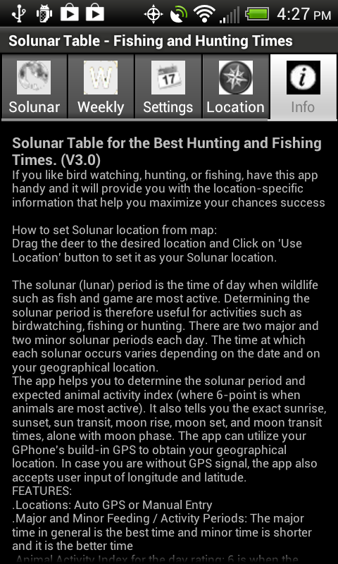 Solar tables for hunting and fishing Clearance