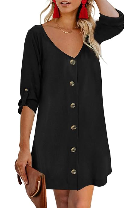 V Neck Tunic T-Shirt Dress 