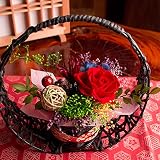 風味絶佳.山陰 和風プリザーブドフラワー「花色衣（はないろころも）」（黒カゴ/赤いバラ）