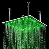 jinyuzeモダン正方形24 " LEDカラーChangingステンレススチール天井降雨シャワーヘッド Chrome JY020345