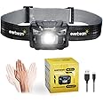 Everbeam H6 Pro LED Head Torch Headlamp, Motion Sensor Control, 650 Lumen Bright 20 Hours Runtime 1200mAh Battery Powered USB