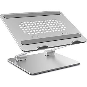 【高度昇級&安定性抜群】ノートパソコンスタンド PC タブレットスタンド 無段階高さ調整可能 姿勢改善 腰痛/猫背解消 人間工学設計 折りたたみ式 滑り止め アルミ合金製 軽量 Macbook Air/Macbook Pro/iPad Pro/Notebooksなど17.3インチまでに対応