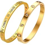 Jaline Fashion Classic Stainless Steel Roman Numeral Bangle Bracelet for Women Jewelry，Rose gold color,Gold color，Silver colo