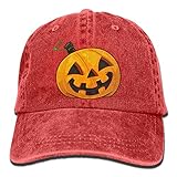 大人 デニム キャップハッピーハロウィン パンプキン かぼちゃ 今季最新 スポーツ ハット 通気性良好 紫外線対策 日よけ 小顔効果 プリント付き 無地 レッド