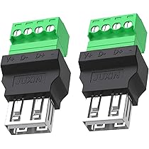 Amazon | PENGLIN 2個 USB 2.0タイプAメス-4ピン ネジ留め式端子台 USB