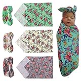 Mookiraer 3setおくるみ袋、おくるみCocoon Sleep Sackおくるみ新生児毛布ヘッドバンドfor Baby