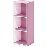 フリノ(Furinno) 本棚 カラーボックス Luderシリーズ 3段 幅30.5×奥行23.6×高さ80cm ホワイト/ピンク 【日本正規輸入品】 11003WH/PI