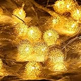 LEDHOLYT 2.5m LED 20灯 電池式 メタル ボール ストリングライト 室内室外 祝い日 クリスマス 新年 庭園 寝室 装飾 イルミネーション ウォームホワイト (金色)