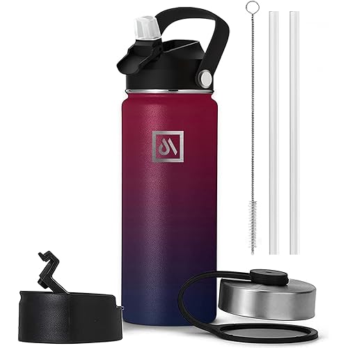 Meteor 950ml Insulated Water Bottle with Straw Lid, Coffee Lid & Flex Cap - Hot 24hrs & Cold 48hrs – Vacuum Stainless Steel W