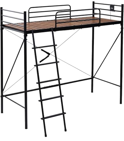 Amazon｜ロフトベッド 幅98×奥行204×高さ181(ミドル時89)cm シングル
