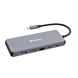 バーベイタム(Verbatim) PD急速充電対応 USB Type-Cハブ 14 in 1 最大85W USB Power Delivery HDMI(4K 60Hz) HDMI(4K 30Hz) VGA×1 インサーネット USB-A (3.0) ×3 USB-C USB-A(2.0)×2 SD(3.0) MicroSD(3.0) USB-C PD 対応32154