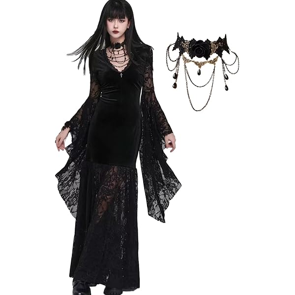 Amazon.co.jp: Momo ゴスロリ V系 ボディハーネス 長袖 ミモレ丈