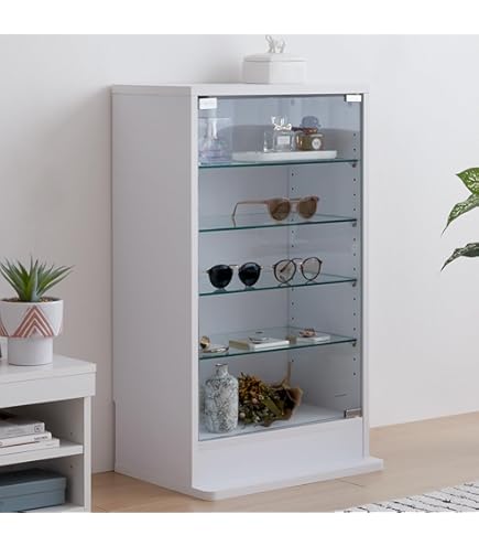 Amazon.co.jp: コレクションケース 縦型 幅45cm ミラー付 ホワイト IT