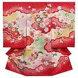 お宮参り着物　女の子正絹初着　赤　桜　まり　金コマ刺繍　疋田柄　日本製