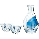 東洋佐々木ガラス 冷酒グラス セット ブルー 日本製 カラフェ 300ml、杯90ml 3点入り G538-M66