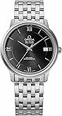 Omega De Ville Men's Watch Dial Stainless Steel Sapphire Glass Co-Axial Automatic Waterproof for Daily Life, Black, Bracelet 