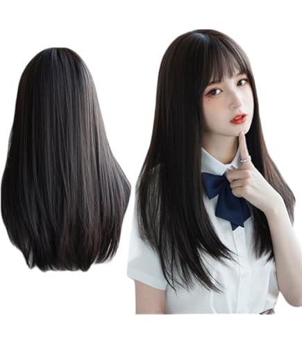 Amazon.co.jp: PRETOLE ウィッグ ロング ストレート フルウィッグ 黒髪
