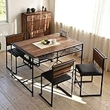 北欧風天然木ダイニングセット　ウォールナットダイニング５点セット