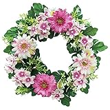 エルアーツ 造花 ガーベラリース 直径28cm ピンク E3775-02