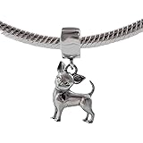 Chihuahua Mexican Dog 925 Sterling Silver Dangle Pendant X Charm Bead For Pandora & Similar Charm Bracelets or Necklaces, Ste