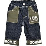 2017年 春物 ZOOMIC ズーミック ニットデニム 折り曲げ ７分丈パンツ ネイビー-ポケ:カーキ◇80cm