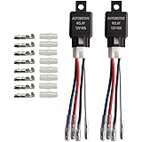 Kiligen 2個 車モーター用 12V 40A 4-極リレー ヒューズ On/Off SPST ソケット(黒)