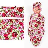 赤ちゃんおくるみ ベビータオルケット 新生児ブランケット ベビー用毛布 子供多用途 あったか マッチングヘッドバンド（リボン付）髪飾り セット 贈り物 記念撮影 (赤)