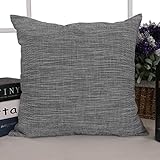 Deconovo Woven Fauxリネン枕カバーストライプ枕ケースパターン枕Shams 18x18 Inch CS24419F