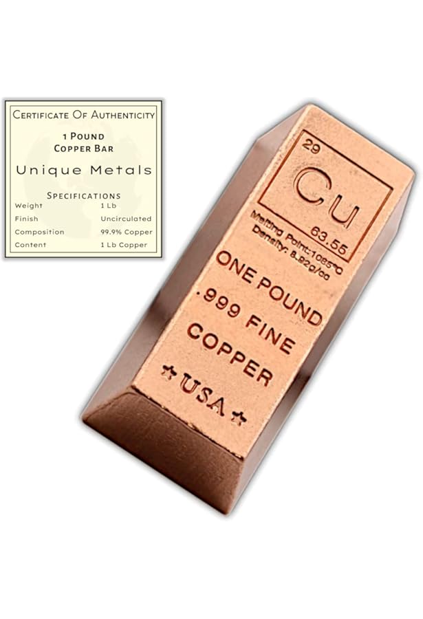 Newデザイン！1ポンドの銅棒インゴット文鎮（2本セット）