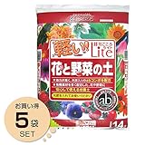 [まとめ買い]花ごころLite花と野菜の土 １４リットル ５袋入り