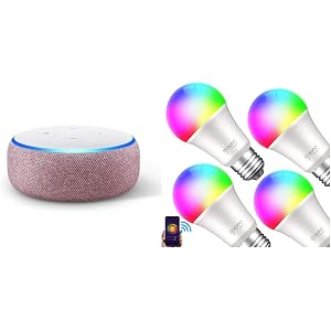 Echo Dot 第3世代 - スマートスピーカー with Alexa、プラム + Gosund Wifi スマートLED電球 調光 調色 カラー1600万色 4個入り