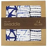 エイデンアンドアネイ ADEN+ANAIS おくるみ バンブー 3枚セット シルキーソフト モスリン スワドル (INDIGO) [並行輸入品]