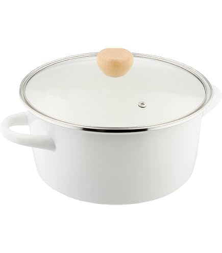 Amazon｜ベストコ 両手鍋 ホーロー キャセロール 22cm ガラス蓋付き IH