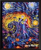 uhomateジャックサリー・Jack and Sally Nightmare BeforeクリスマスVincent van Gogh starry nightポスターホームキャンバス壁アート記念ギフ