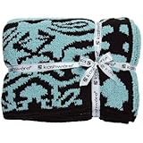 KASHWERE (カシウェア) ダマスク ブランケット DAMASK BLANKET T-30-88-52 Tender Blue /Chocolate ギフトにも！ [並行輸入品]