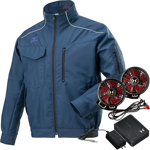Mizuno 空調服　サイズ L 紺色　バッテリー充電器付き Amazon.co.jp: 【MIZUNO】ミズノ 空調ファン バッテリー付き