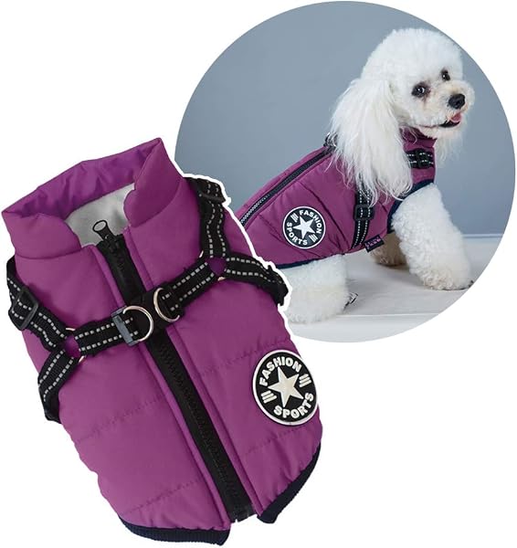 Oncpcare Dog Clothes, Towing Integrated Cotton Filler, Dog Vest, Cotton Coat, Cats, Small and Medium Dogs, Walking, Lightweight, Easy to Put On and Take Off, Autumn, Winter, Cold Protection, - 1