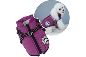 Oncpcare Dog Clothes, Towing Integrated Cotton Filler, Dog Vest, Cotton Coat, Cats, Small and Medium Dogs, Walking, Lightweight, Easy to Put On and Take Off, Autumn, Winter, Cold Protection,